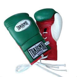 Guantes de boxeo tailandés Thaismai BG121 guantes con cordones Verde Rojo Blanco