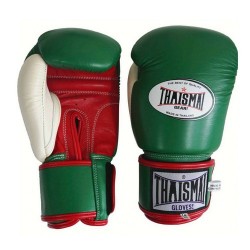 Guantes de boxeo tailandés Thaismai BG124 Verde Rojo Blanco
