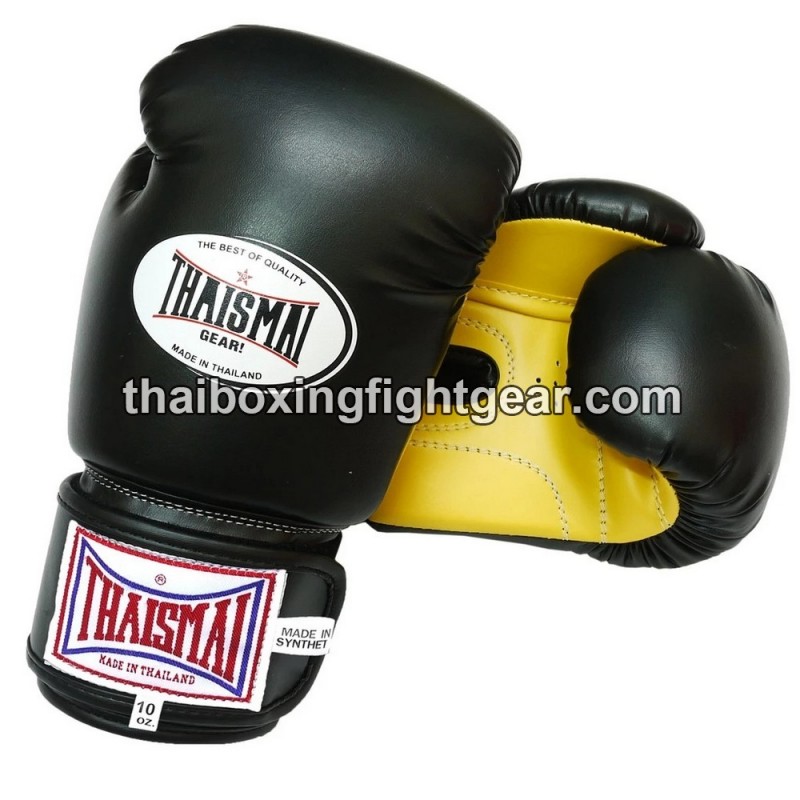 Guantes de boxeo Thai Para niños Thaismai BG124 Sintético Negro Amarillo