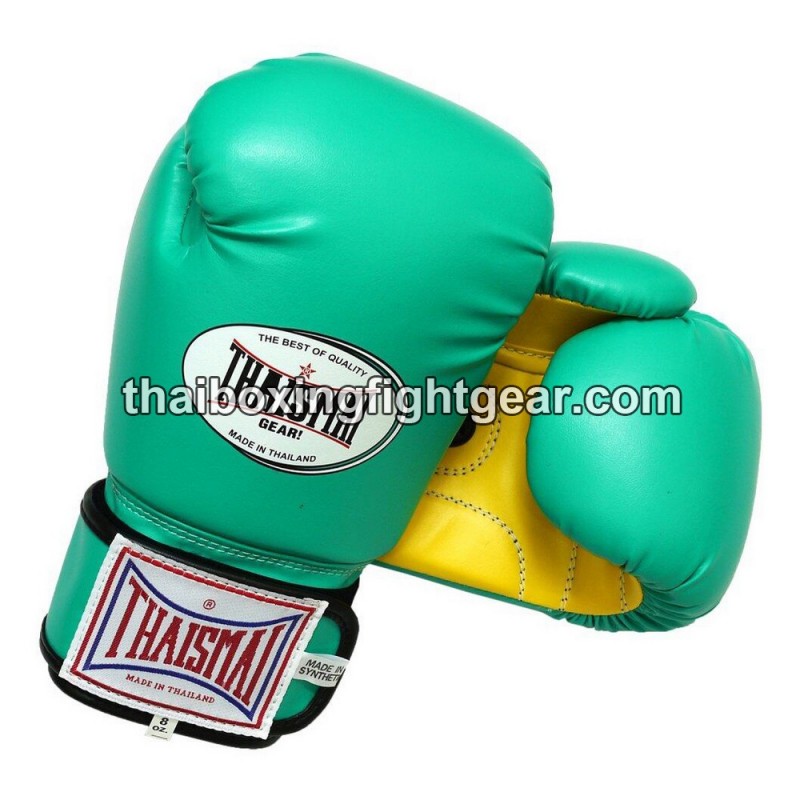 Guantes de boxeo Thai Para niños Thaismai BG124 Sintético Verde Amarillo