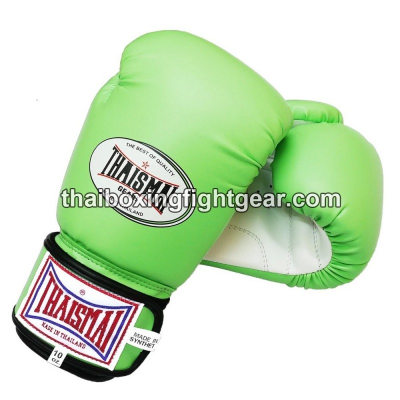 Guantes de boxeo Thai Para niños Thaismai BG124 Sintético Verde claro blanco