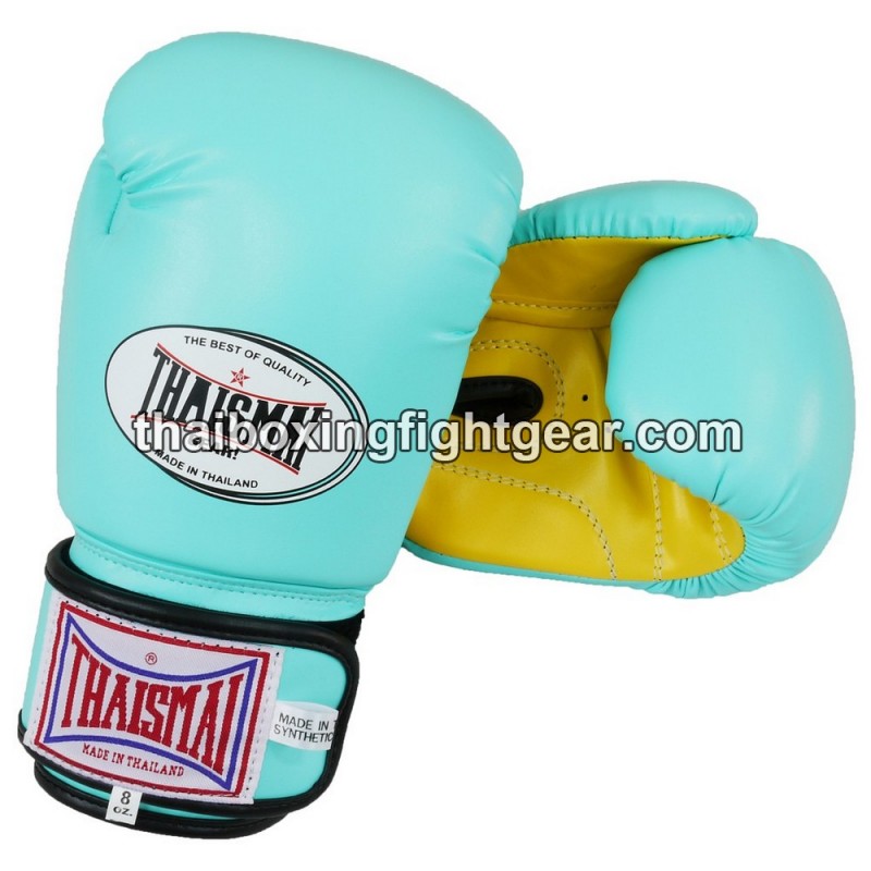 Guantes de boxeo Thai Para niños Thaismai BG124 Sintético Verde menta amarillo