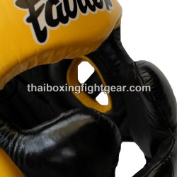 Casco de Proteccion Fairtex HG-13  Cuero Amarillo | Protecciones