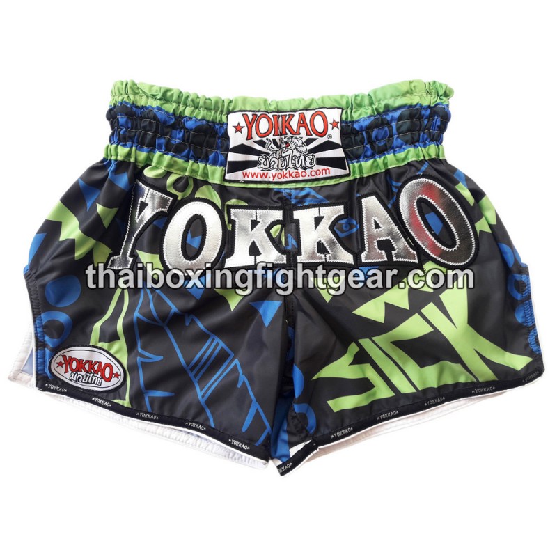 Pantalón Corto de Boxeo Yokkao Tailandés Carbon AZUL | Pantalone
