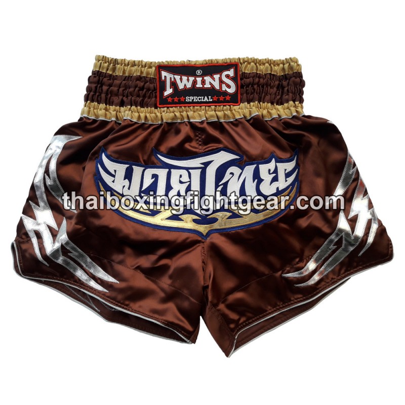 Pantalones cortos de boxeo Tailandés Muay Thai Twinsmarrón | Pantalone