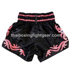 Pantalones cortos de boxeo Tailandés Muay Thai Twins negros/rosas | Pantalone