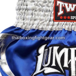 Pantalones cortos de muay thai Twins plata azul | Pantalone