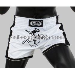 Nuevos pantalones cortos de boxeo tailandés Fairtex corte delgado bs 1707 blanco