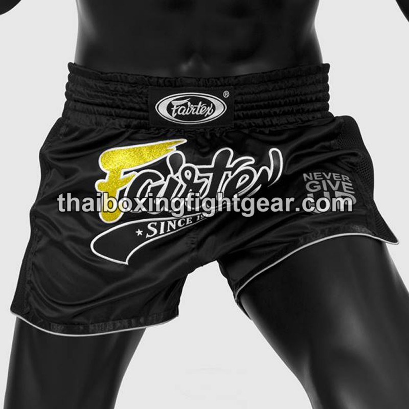 Pantalones cortos de boxeo tailandés Fairtex bs 1708 negro-satinado | Pantalone