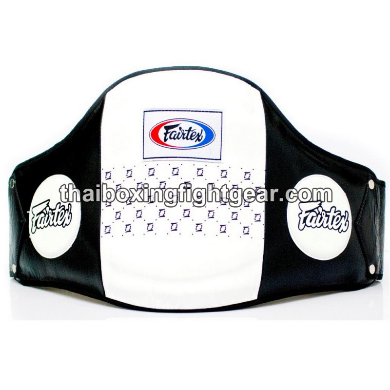 Cinturón llamativo, Plastron llamativo, Fairtex Negro/Blanco | Belly Protections