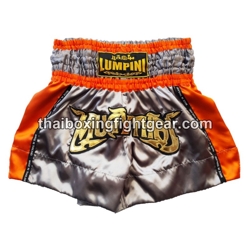 Muay Thai Lumpini Boxeo Shorts -Gris-Naranja | Muay Thai Shorts Muay Thai Lumpini Boxeo Shorts -Gris-Naranja | Muay Thai Shorts