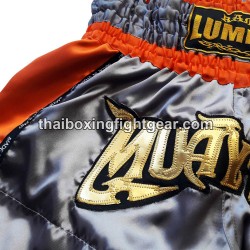 Muay Thai Lumpini Boxeo Shorts -Gris-Naranja | Muay Thai Shorts Muay Thai Lumpini Boxeo Shorts -Gris-Naranja | Muay Thai Shorts