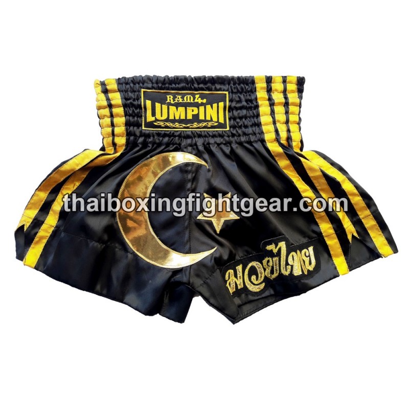 Pantalones cortos de boxeo thai Lumpinee negro | Muay Thai Shorts