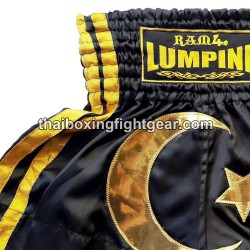 Pantalones cortos de boxeo thai Lumpinee negro | Muay Thai Shorts