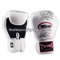 Thai Twins Guantes de Boxeo FBGVL3-6 Edición Limitada "Dragon" Blanco y Negro | Guantes