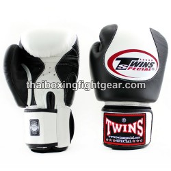 Guantes de boxeo thai Twins BGVL9 blanco y negro | Guantes