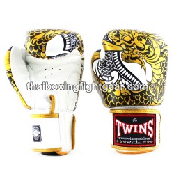 Guantes de boxeo Thai Twins FBGVL3-52 "Nagas" blanco y dorado | Guantes