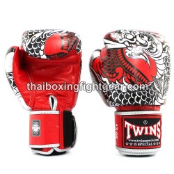 Guantes de boxeo Tailandés Twins FBGVL3-52 "Nagas" rojo y plata | Guantes