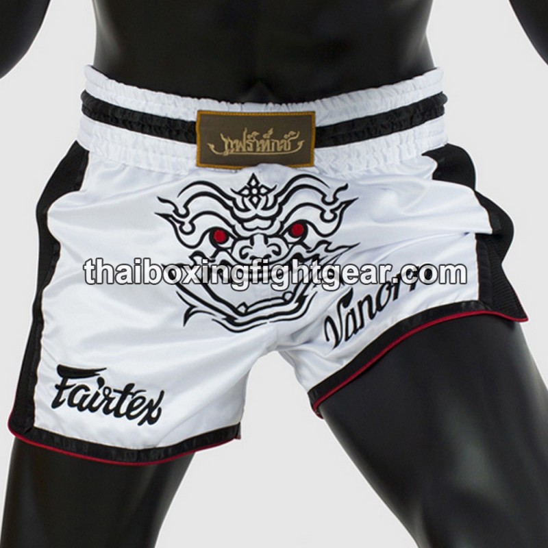 Pantalones cortos de boxeo tailandés Fairtex bs 1712 blanco | Pantalone