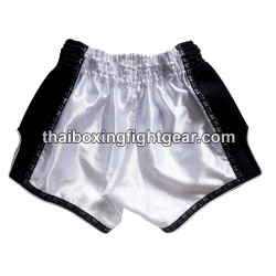 Pantalones cortos de boxeo thai Lumpinee " blanco/negro " | Muay Thai Shorts