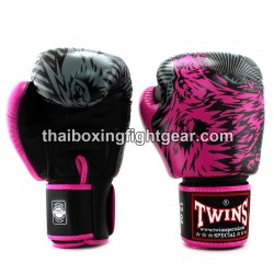 Guantes de boxeo Thai Twins FBGVL3-50 "Wolf" Negro y Rosa | Guantes