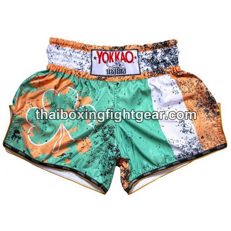 Pantalón Corto de Boxeo Yokkao Tailandés Carbon Fit Bandera Irlandesa | Yokkao