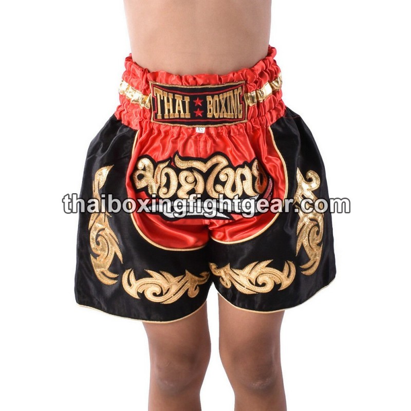 Boxeo Shorts Thai Red Child Negro | Kids