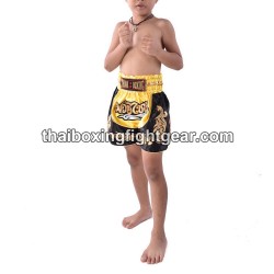 Boxeo Pantalones Cortos Thai Negro Amarillo Niño | Kids
