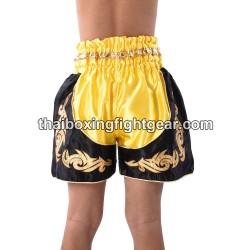 Boxeo Pantalones Cortos Thai Negro Amarillo Niño | Kids