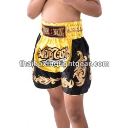 Boxeo Pantalones Cortos Thai Negro Amarillo Niño | Kids