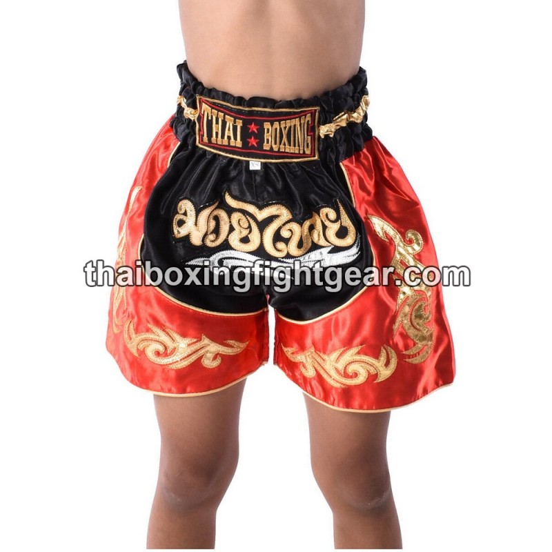 Boxeo Pantalones Cortos Thai Negro Negro Niño | Kids