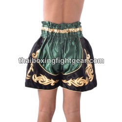 Boxeo Pantalones Cortos Thai Negro Verde Niño | Kids