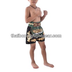 Boxeo Pantalones Cortos Thai Negro Verde Niño | Kids