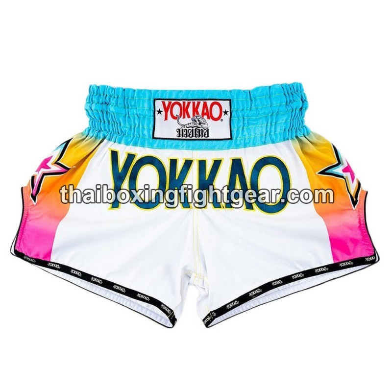 Muay Thai Yokkao Carbon Fit "Havana" White Boxing Shorts | Yokkao