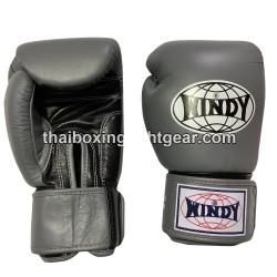 Guantes de boxeo tailandés Windy BGVH gris negro | Guantes