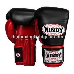 Guantes de boxeo tailandés Windy Pro Line negro y rojo | Guantes