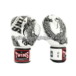 Guantes de boxeo Thai Twins FBGVL3-49 "Dragon" blanco | Guantes