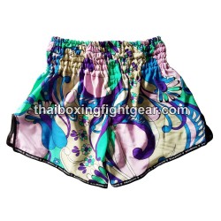 Raja Boxing pantalones cortos de Muay Thai Flower Blue | Muay Thai Shorts