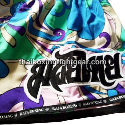 Raja Boxing pantalones cortos de Muay Thai Flower Blue | Muay Thai Shorts