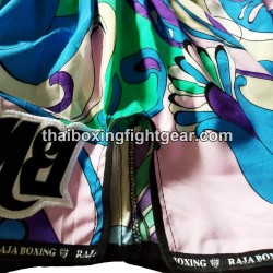 Raja Boxing pantalones cortos de Muay Thai Flower Blue | Muay Thai Shorts