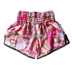 Raja Boxing pantalones cortos de Muay Thai Flower Pink | Muay Thai Shorts