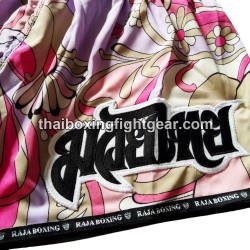 Raja Boxing pantalones cortos de Muay Thai Flower Pink | Muay Thai Shorts