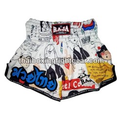 Raja Boxing pantalones cortos de Muay Thai Blanco | Muay Thai Shorts