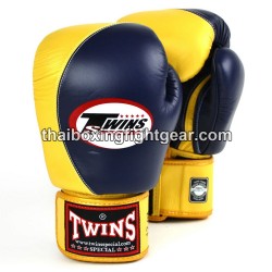 Guantes de Boxeo tailandés Twins BGVL8 "Navy Gold" | Guantes