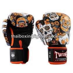 Guantes de Boxeo tailandés Twins FBGVL3-53 "Skull Orange" | Guantes