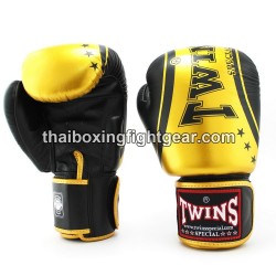 Guantes de Boxeo tailandés Twins FBGVL3-TW4 "Black Gold" | Guantes