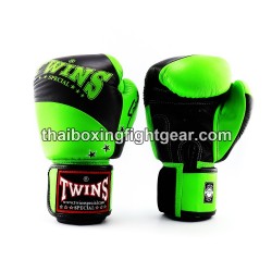 Guantes de Boxeo tailandés Twins BGVL10 "Black Green" | Guantes