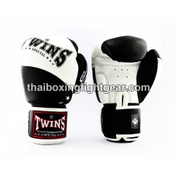 Guantes de Boxeo tailandés Twins BGVL10 "White Black" | Guantes