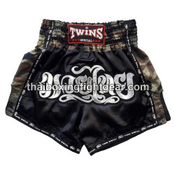 TWINS PANTALONES CORTOS DE BOXEO TAILANDES "Black Camo" | Pantalone