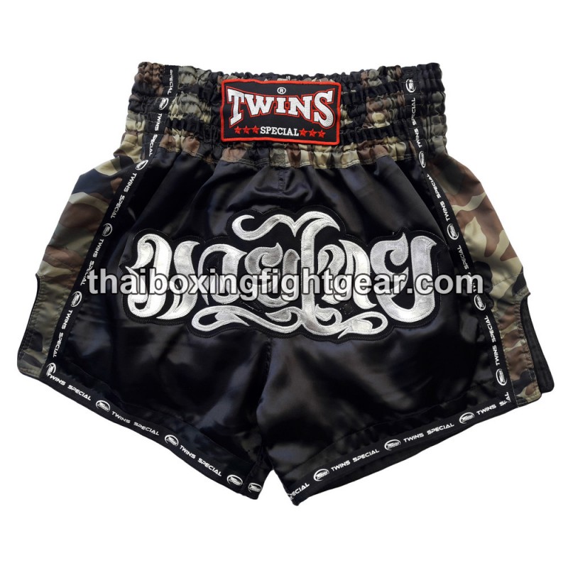 TWINS PANTALONES CORTOS DE BOXEO TAILANDES "Black Camo" | Pantalone